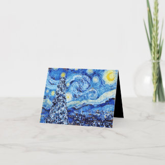 Van Gogh - The Starry Night - White Christmas Card