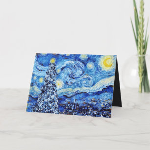 Van Gogh - The Starry Night - White Christmas Card
