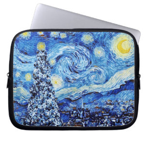 Van Gogh - The Starry Night - White Christmas Laptop Sleeve