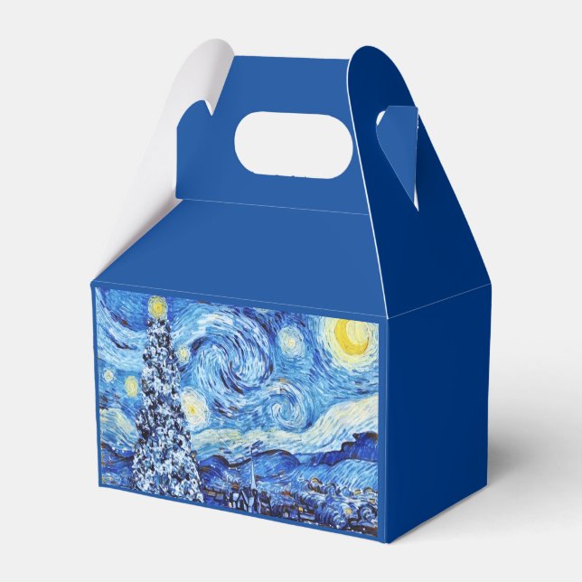 Van Gogh - The Starry Night - White Christmas Post Favour Box (Back Side)