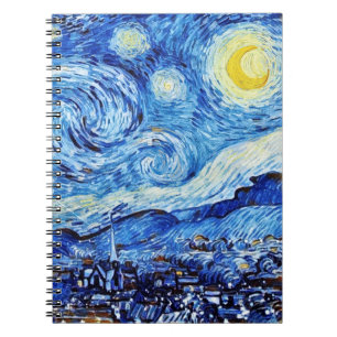 Van Gogh - The Starry Night - White Christmas Post Notebook