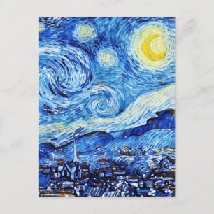 Van Gogh - The Starry Night - White Christmas Postcard