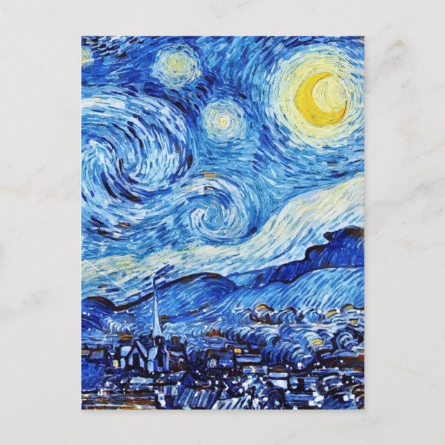 Van Gogh - The Starry Night - White Christmas Postcard (Front)