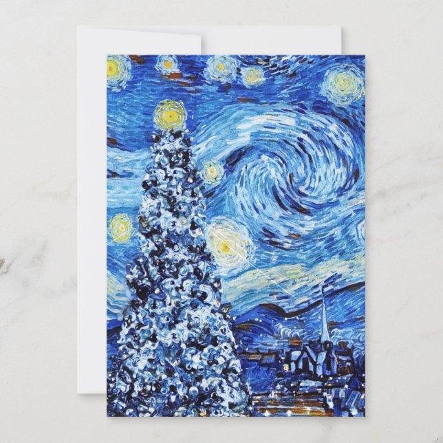 Van Gogh - The Starry Night - White Christmas T-Sh Invitation (Front)