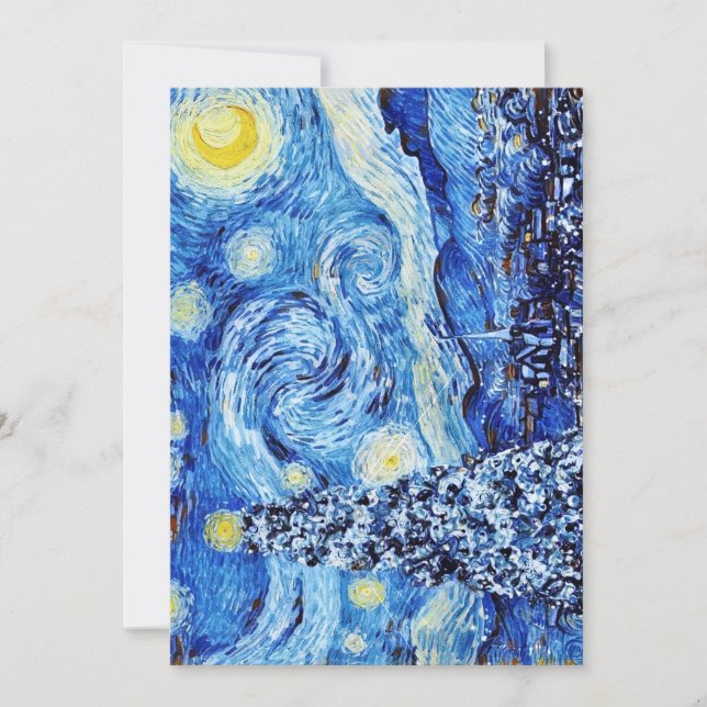 Van Gogh - The Starry Night - White Christmas Thank You Card (Front)