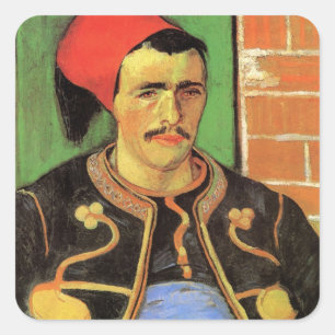 Van Gogh, The Zouave, Vintage Impressionism Art Square Sticker