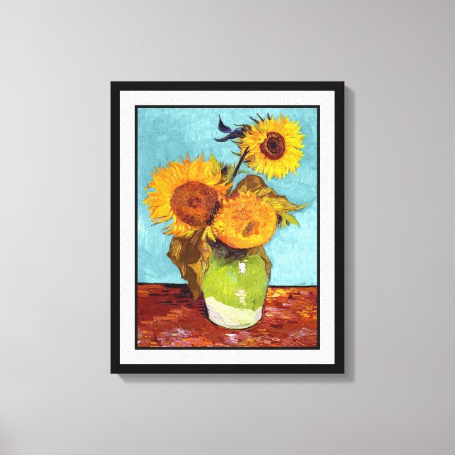 Van Gogh - Three Sunflowers In A Vase - Fine Art Canvas Print (Front)