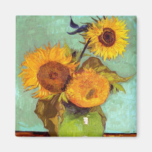 Van Gogh - Three Sunflowers In A Vase - Fine Art Magnet