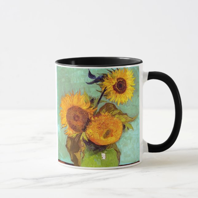 Van Gogh - Three Sunflowers In A Vase - Fine Art Mug (Right)