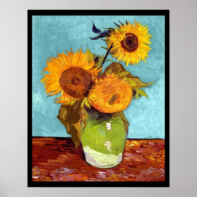 Van Gogh - Three Sunflowers In A Vase - Fine Art Poster (Front)
