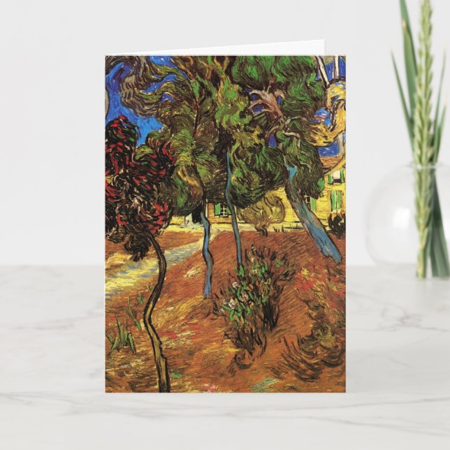 Van Gogh Trees in the Garden, Saint Paul Hospital Card (Front)