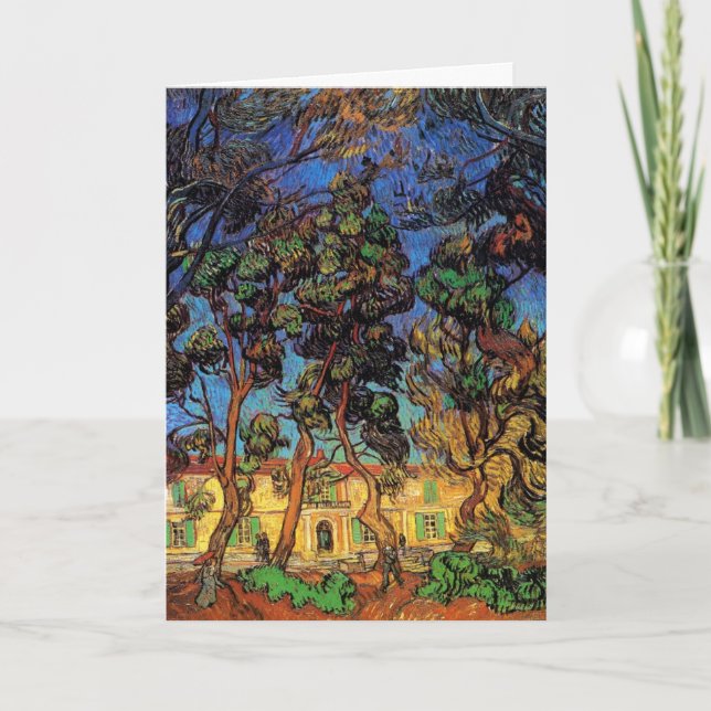 Van Gogh Trees in the Garden, Saint Paul Hospital Card (Front)