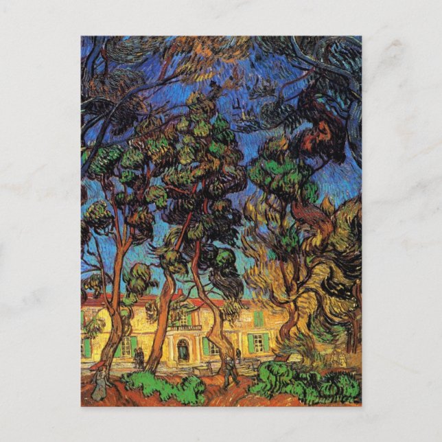 Van Gogh Trees in the Garden, Saint Paul Hospital Postcard (Front)