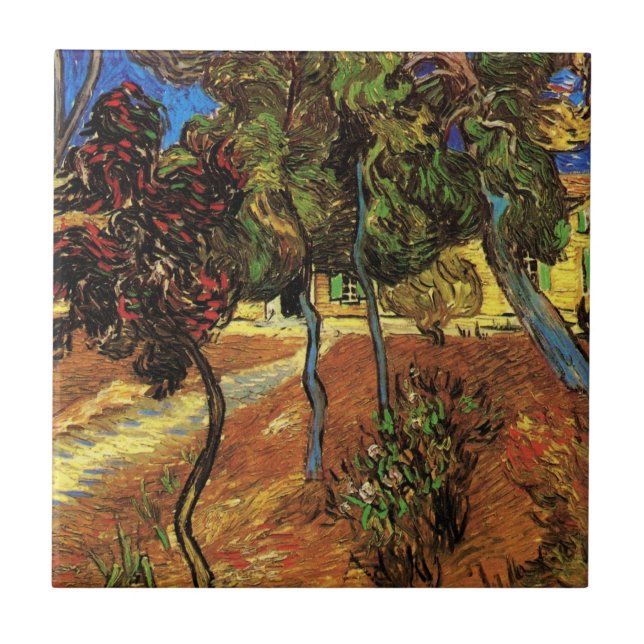 Van Gogh Trees in the Garden, Saint Paul Hospital Tile (Front)