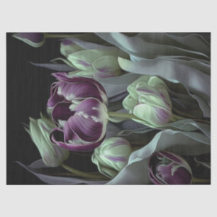 Van Gogh Tulips, Deep purple fanciful garden Tissue Paper