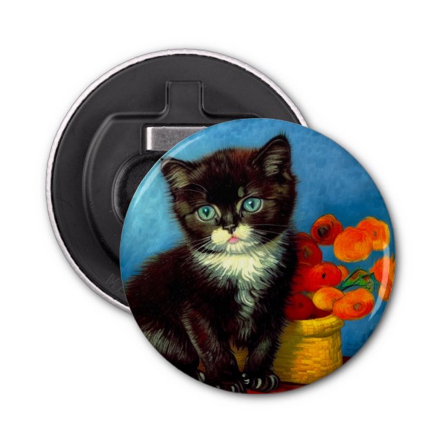Van Gogh Tuxedo Cat  Bottle Opener (Front)