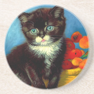 Van Gogh Tuxedo Cat  Coaster
