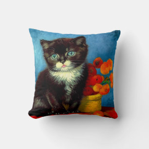 Van Gogh Tuxedo Cat  Cushion