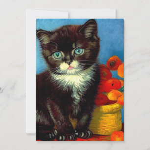 Van Gogh Tuxedo Cat  Invitation