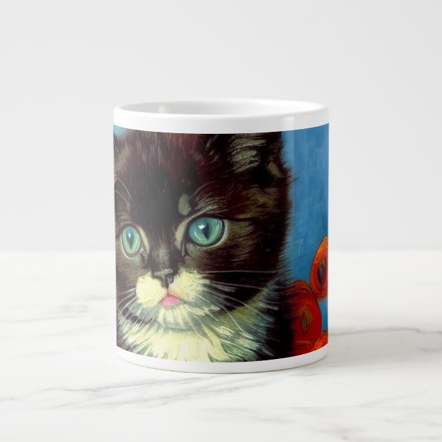 Van Gogh Tuxedo Cat  Large Coffee Mug (Front)