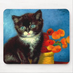 Van Gogh Tuxedo Cat  Mouse Mat