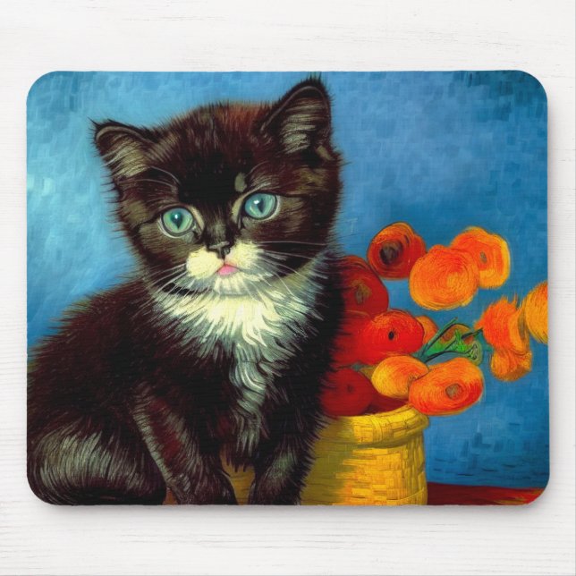Van Gogh Tuxedo Cat  Mouse Mat (Front)
