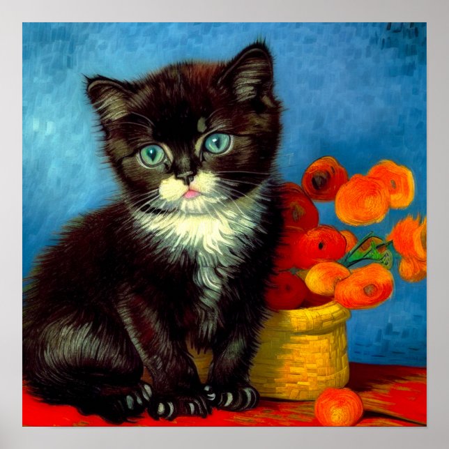 Van Gogh Tuxedo Cat  Poster (Front)