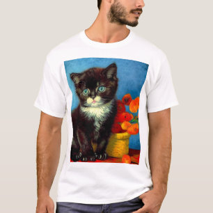 Van Gogh Tuxedo Cat  T-Shirt