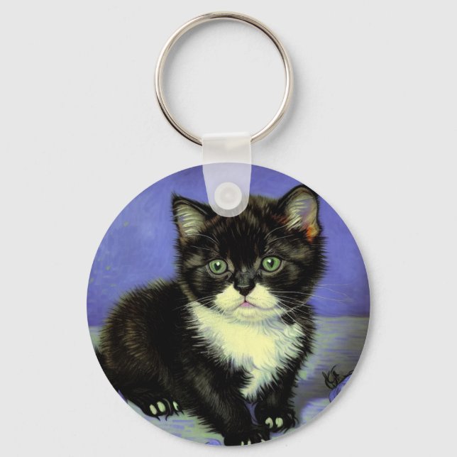 Van Gogh Tuxedo Kitten Key Ring (Front)