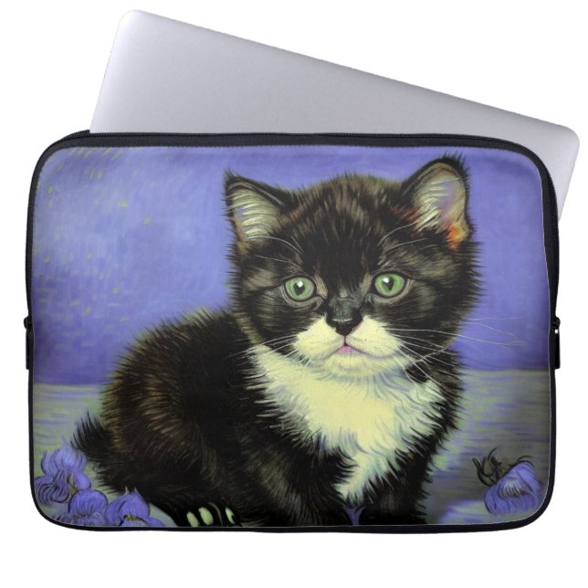 Van Gogh Tuxedo Kitten Laptop Sleeve (Front)