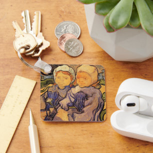 Van Gogh, Two Children, Vintage Impressionism Art Key Ring