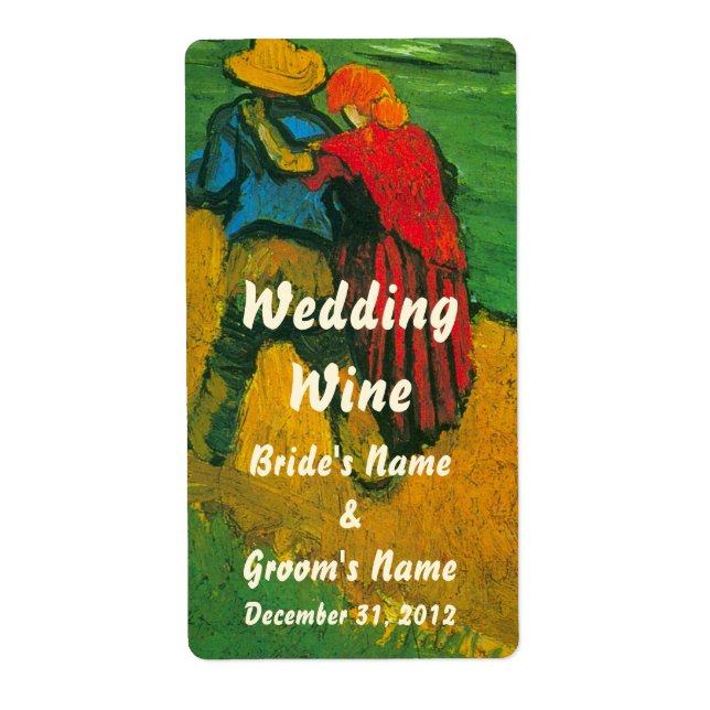 Van Gogh Two Lovers; Customizable Wedding Wine (Front)