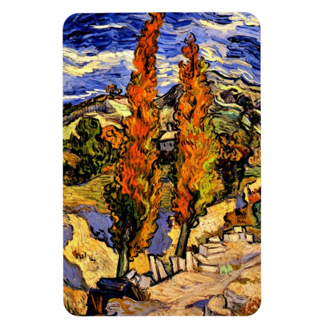 Van Gogh - Two Poplars on a Hill Magnet (Vertical)