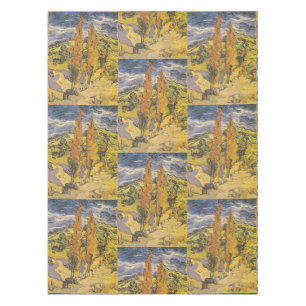 Van Gogh Two Poplars - Vibrant Yellow Nature Art Tablecloth