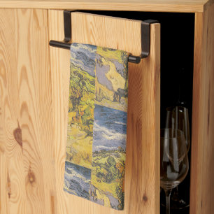 Van Gogh Two Poplars - Vibrant Yellow Nature Art Tea Towel
