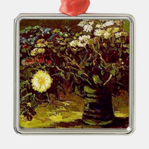 Van Gogh Vase Blossoms Flowers Vintage Painting Metal Tree Decoration