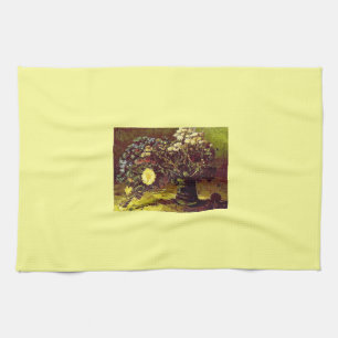 Van Gogh Vase Blossoms Flowers Vintage Painting Tea Towel