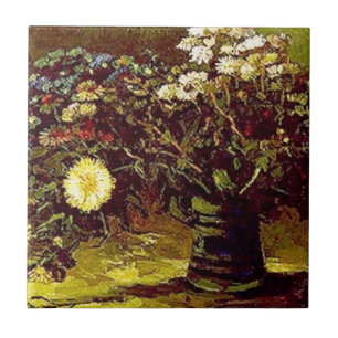 Van Gogh Vase Blossoms Flowers Vintage Painting Tile