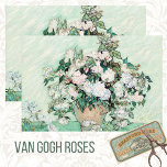 VAN GOGH VASE OF WHITE AND PINK ROSES TISSUE PAPER<br><div class="desc">The larger of two beautiful still life paintings by Vincent Van Gogh of white roses in a vase.</div>