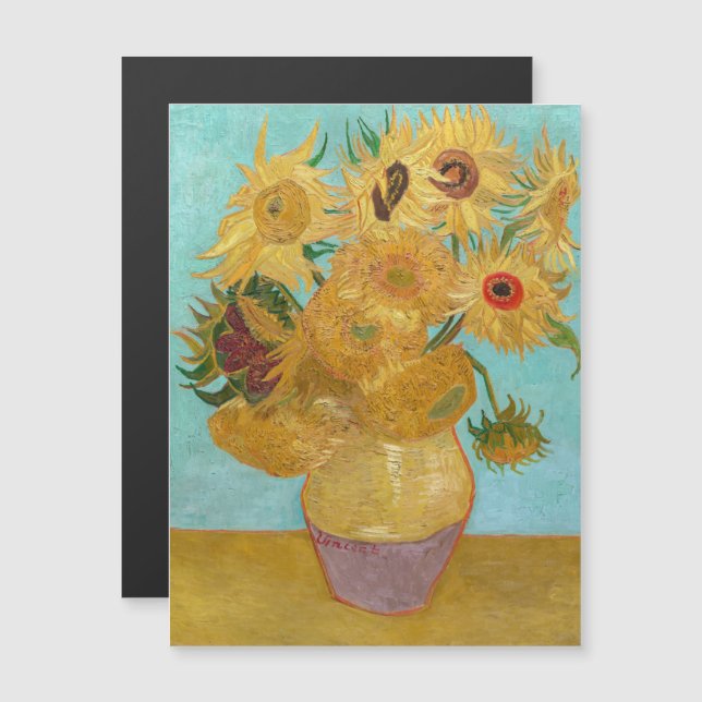 Van Gogh - Vase with 12 Sunflowers Magnetic Card (Front/Back)