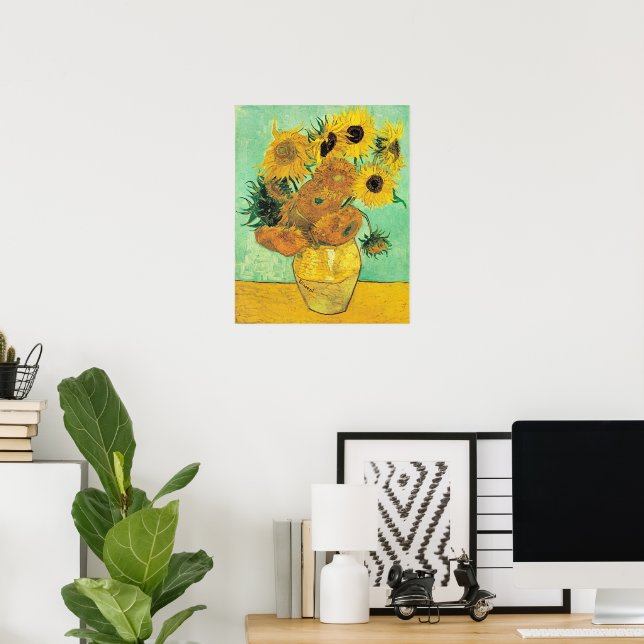 Van Gogh - Vase with 12 Sunflowers Poster (Home Office)