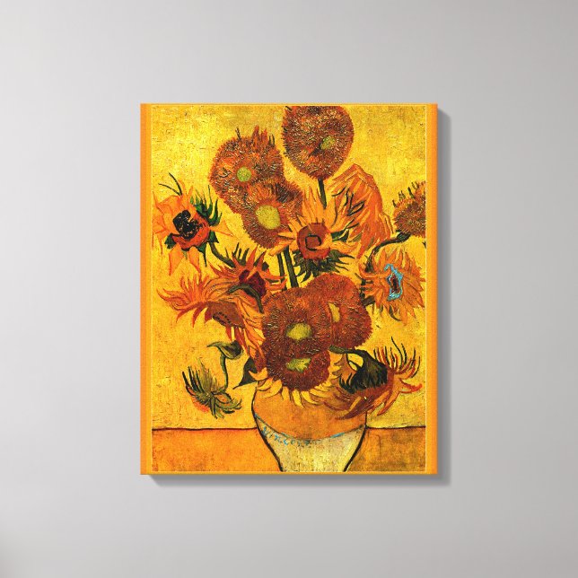 Van Gogh - Vase with 15 Sunflowers Canvas Print (Front)