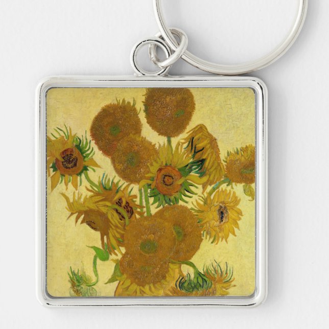 Van Gogh - Vase with 15 Sunflowers Key Ring (Front)
