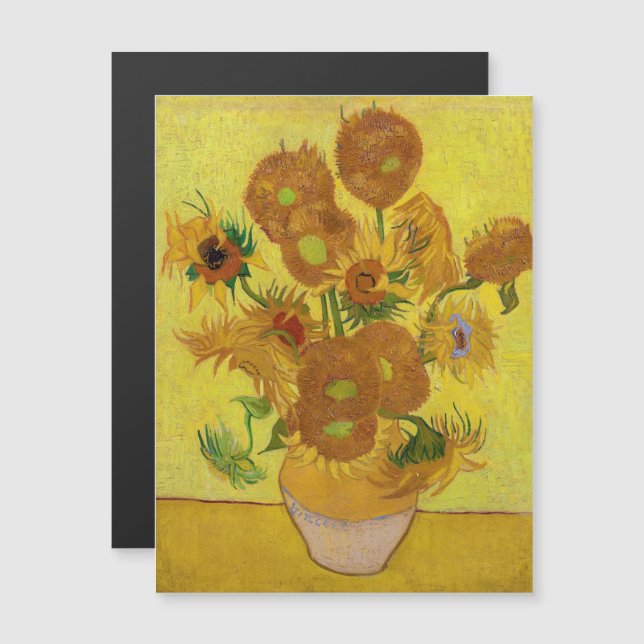 Van Gogh - Vase with 15 Sunflowers Magnetic Card (Front/Back)