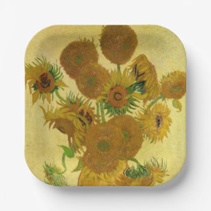 Van Gogh - Vase with 15 Sunflowers Paper Plate