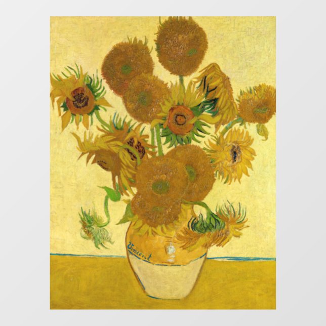 Van Gogh - Vase with 15 Sunflowers Window Cling (Sheet)