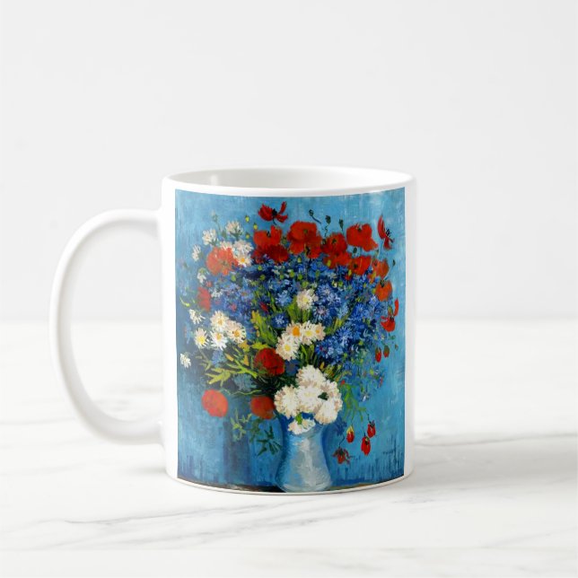 Van Gogh Vase with Cornflowers and Poppies Coffee Mug (Left)