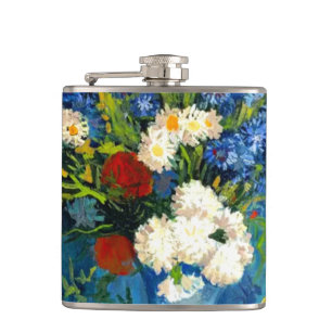 Van Gogh Vase with Cornflowers and Poppies Hip Flask