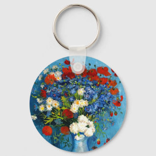 Van Gogh Vase with Cornflowers and Poppies Key Ring