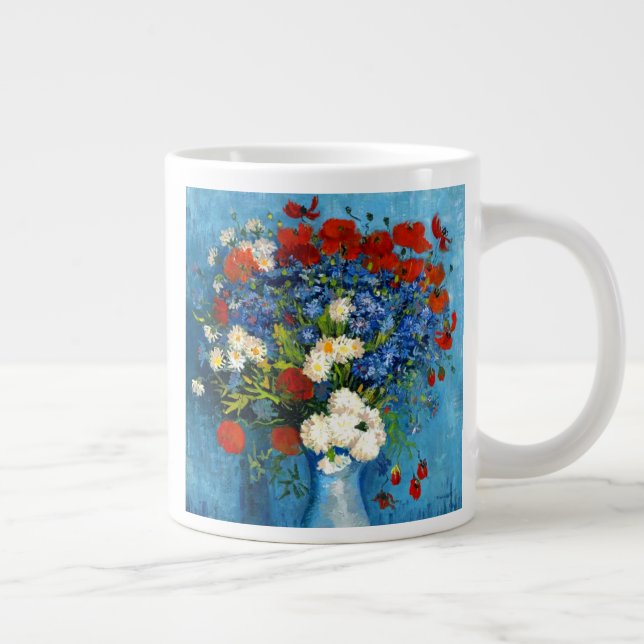 Van Gogh Vase with Cornflowers and Poppies Large Coffee Mug (Right)